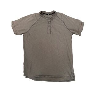 GAP Mens Gray Short Sleeve Henley Shirt Size L‎ 100% cotton